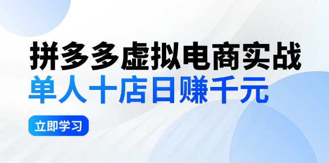 拼多多虚拟电商实战：单人10店日赚千元，深耕老项目，稳定盈利不求风口 - 星空项目网-星空项目网