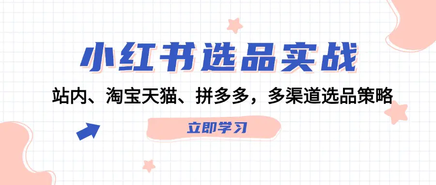 小红书选品实战：站内、淘宝天猫、拼多多，多渠道选品策略 - 星空项目网-星空项目网