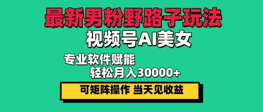 最新男粉野路子玩法，视频号AI美女，当天见收益，轻松月入30000＋ - 星空项目网-星空项目网