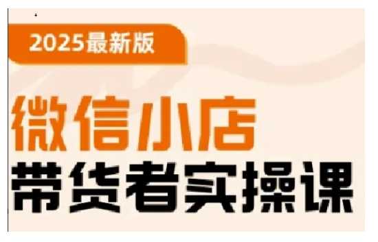 2025最新版微信小店带货者实操课，基础操作到高级运营技巧，快速上手 - 星空项目网-星空项目网