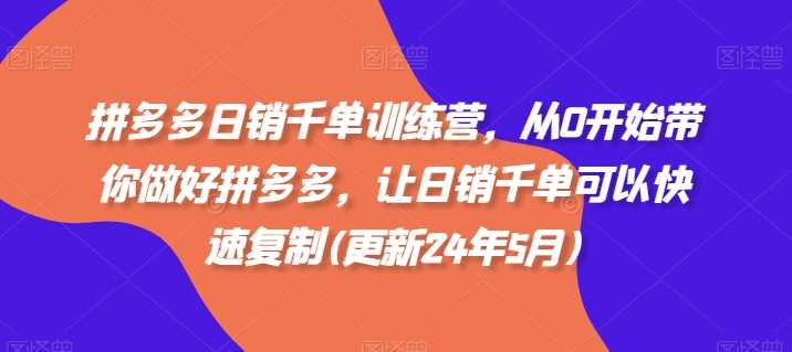 拼多多日销千单训练营，从0开始带你做好拼多多，让日销千单可以快速复制(更新25年2月) - 星空项目网-星空项目网