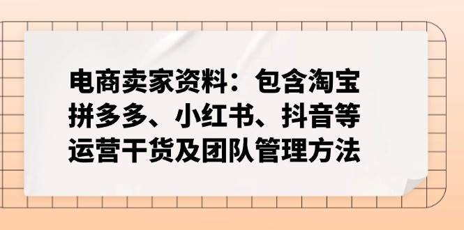 电商卖家资料：包含淘宝、拼多多、小红书、抖音等运营干货及团队管理方法 - 星空项目网-星空项目网
