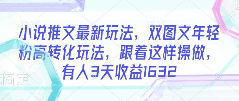 小说推文最新玩法，双图文年轻粉高转化玩法，跟着这样操做，有人3天收益1632 - 星空项目网-星空项目网