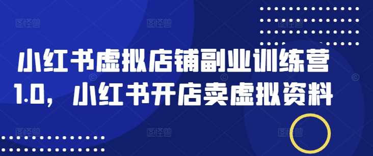 小红书虚拟店铺副业训练营1.0，小红书开店卖虚拟资料 - 星空项目网-星空项目网