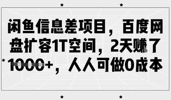 闲鱼信息差项目，百度网盘扩容1T空间，2天收益1k+，人人可做0成本 - 星空项目网-星空项目网