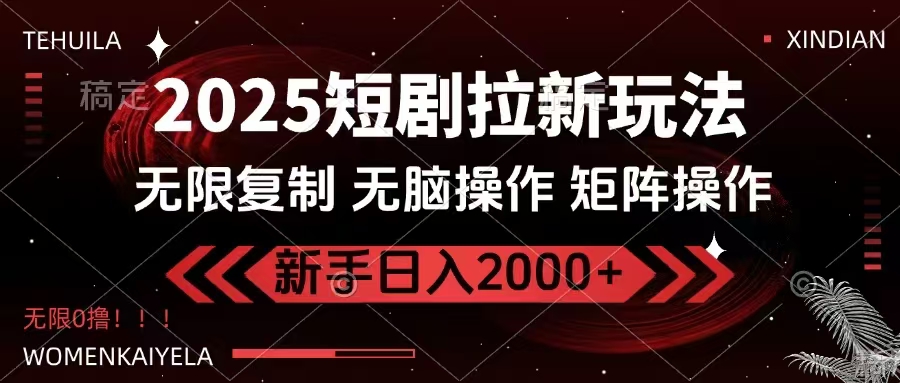 2025短剧拉新玩法，无需注册登录，无限0撸，无脑批量操作日入2000+ - 星空项目网-星空项目网