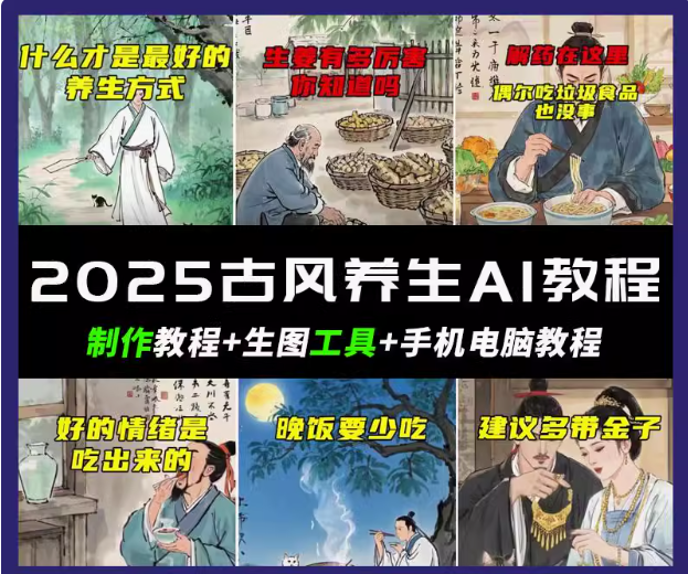 抖音AI古风养生视频教程日入五张 轻松涨粉 10W+ - 星空项目网-星空项目网