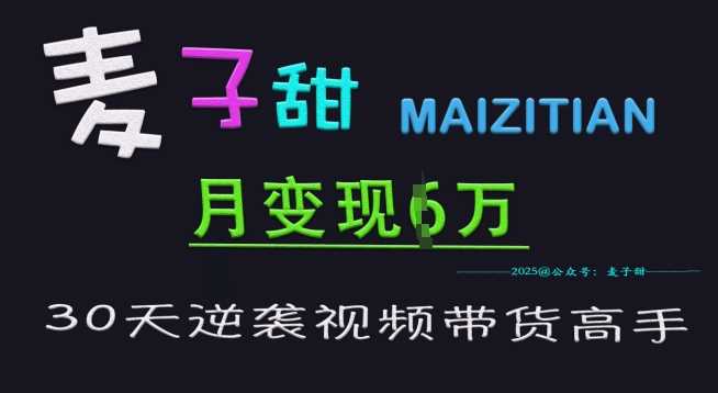 麦子甜30天逆袭视频带货高手，单月变现6W加特训营 - 星空项目网-星空项目网
