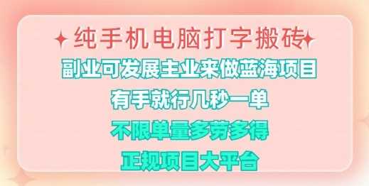 纯手机电脑打字搬砖，有手就行，几秒一单，多劳多得，正规项目大平台【揭秘】 - 星空项目网-星空项目网