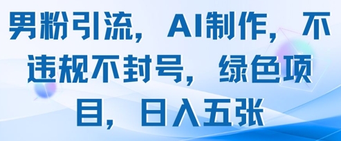男粉引流，AI制作，不违规不封号，绿色项目，日入五张 - 星空项目网-星空项目网