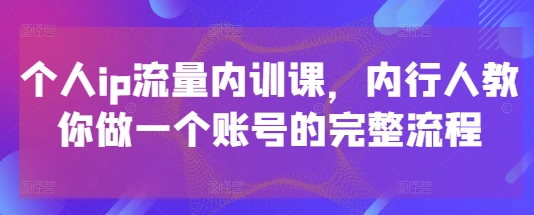 个人ip流量内训课，内行人教你做一个账号的完整流程 - 星空项目网-星空项目网