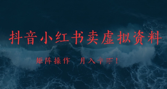 抖音小红书卖虚拟资料，市场需求一直存在，矩阵操作，月入1w+ - 星空项目网-星空项目网