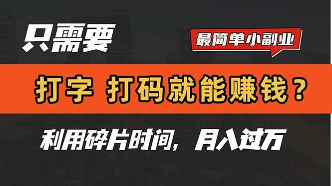 只需要打字，打码，就能赚钱？简单的赚钱小副业，利用碎片时间，月入过万 - 星空项目网-星空项目网