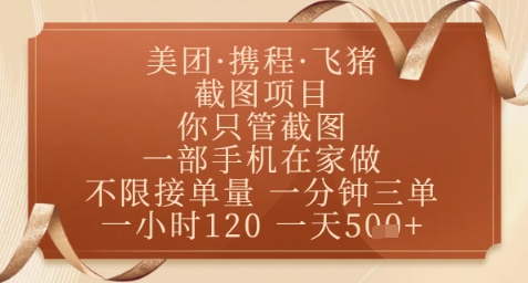飞猪美团截图项目，你只管截图，一部手机在家做，正规平台无套路，一天5张+【揭秘】 - 星空项目网-星空项目网
