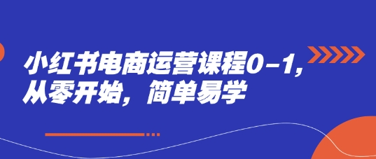 小红书电商运营课程0-1，从零开始，简单易学 - 星空项目网-星空项目网