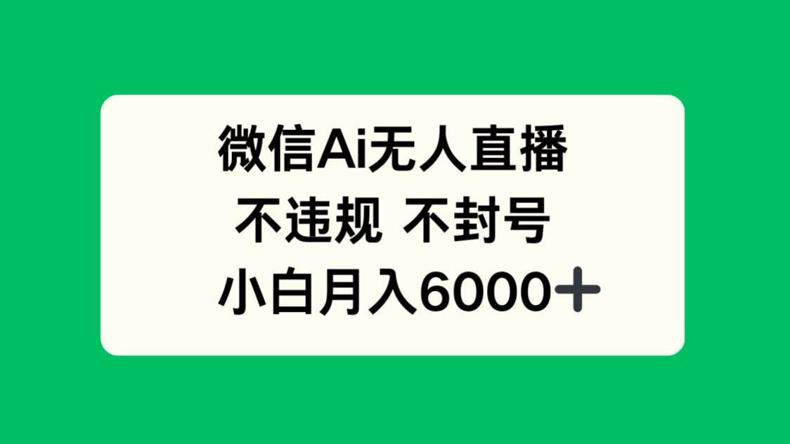 微信AI无人直播，不违规 不封号 ，小白月入6000+ - 星空项目网-星空项目网