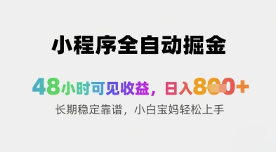 小程序全自动掘金，48小时可见收益，日入8张+长期稳定靠谱，小白宝妈轻松上手【揭秘】 - 星空项目网-星空项目网