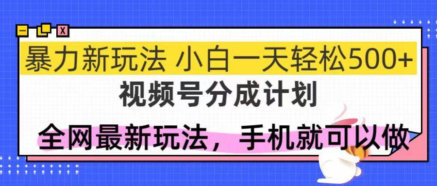 视频号分成计划，全网最暴力玩法，新手一天也能轻松500+ - 星空项目网-星空项目网