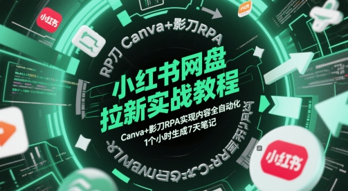 小红书网盘拉新实战教程，Canva+影刀RPA实现内容全自动化，1个小时生成7天笔记 - 星空项目网-星空项目网