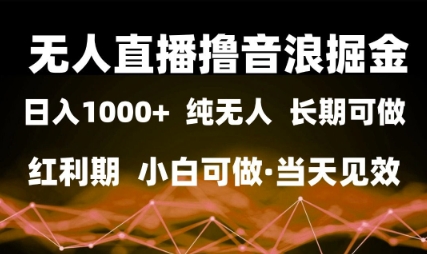 无人直播撸音浪掘金，日入1k+，纯无人红利期，小白可做，当天见效【揭秘】 - 星空项目网-星空项目网
