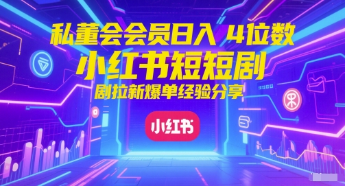 私董会会员日入4位数小红书红果短剧拉新爆单经验分享 - 星空项目网-星空项目网