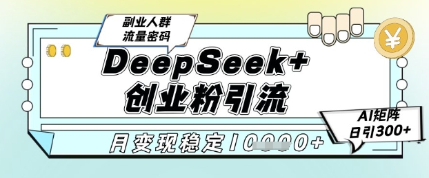 DeepSeek+创业粉精准引流，全新分享课4.0玩法，AI矩阵日引300+，多种变现方式，稳定月入1W - 星空项目网-星空项目网